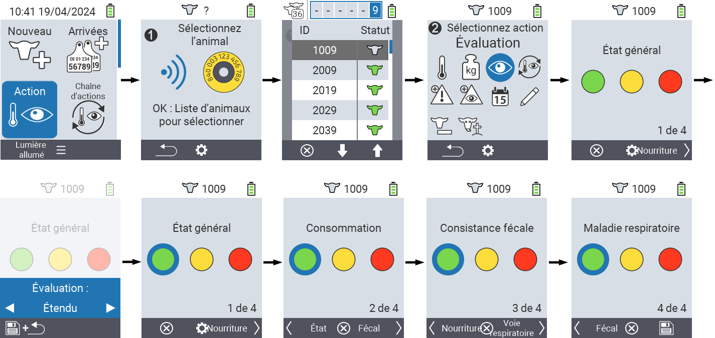 VitalControl: Actions du menu Évaluation