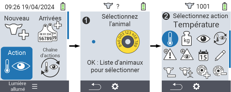 VitalControl: Actions du menu Étapes préliminaires