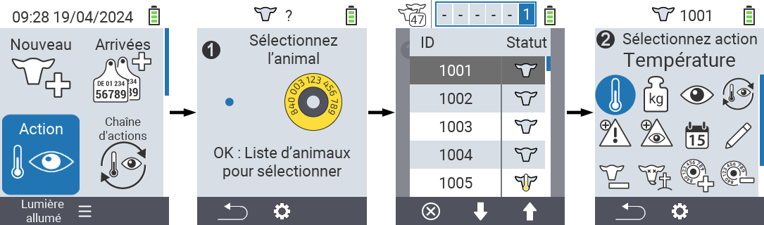 VitalControl: Actions du menu Étapes préliminaires
