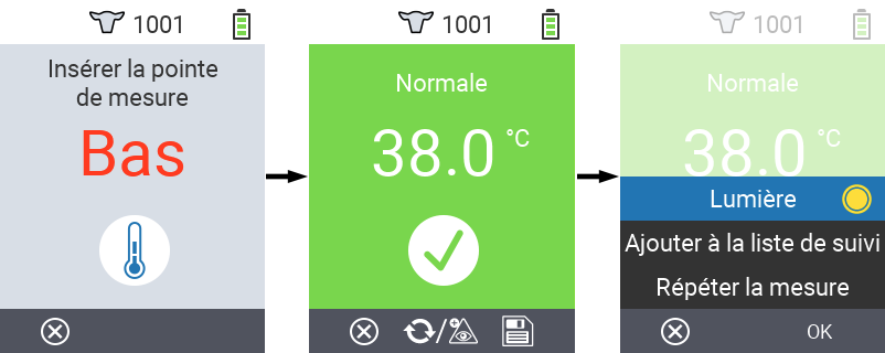 VitalControl: Actions du menu Allumer et éteindre la lampe torche