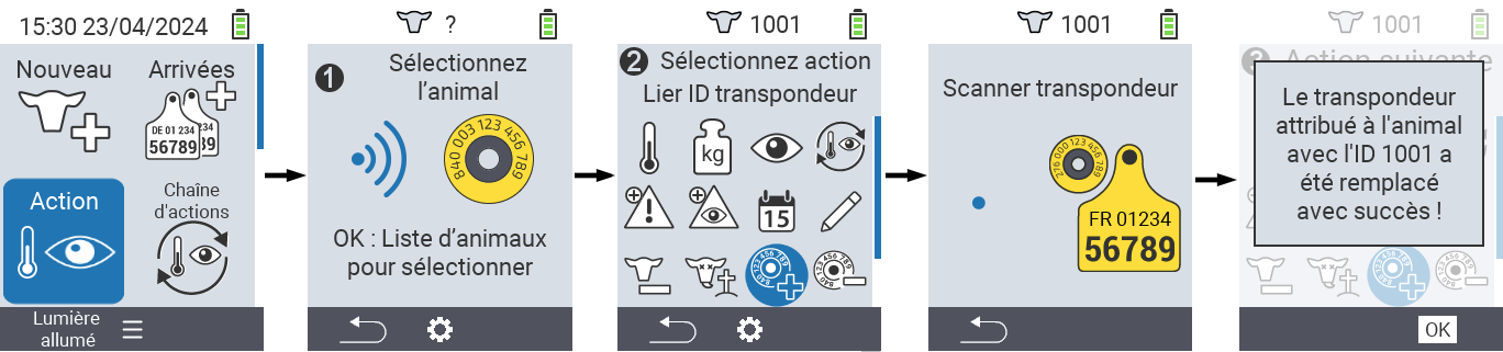 VitalControl: Menu Action Lier un transpondeur