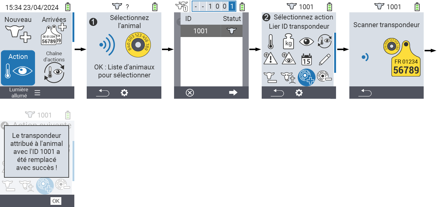 VitalControl: Menu Action Lier un transpondeur