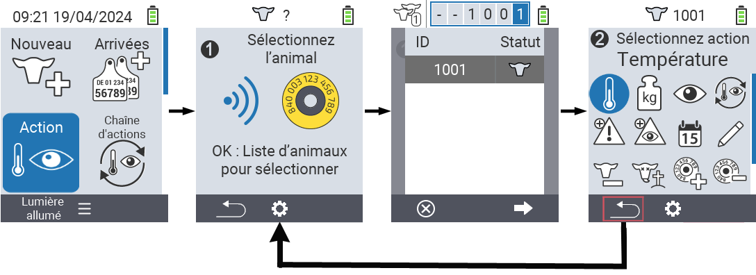 VitalControl: Menu Actions Procédure générale