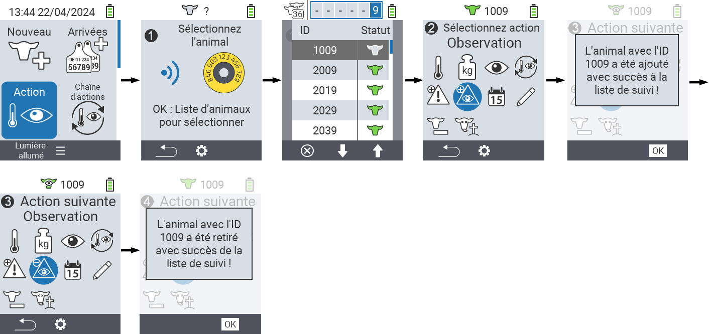 VitalControl: Menu Actions En surveillance
