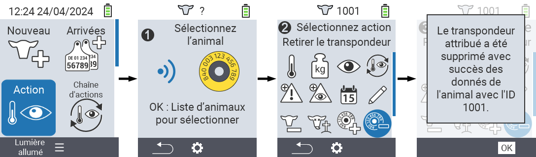 VitalControl: Menu Action Détacher le transpondeur