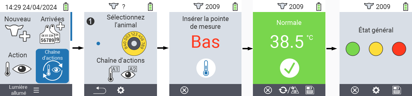 VitalControl : Menu chaîne d’actions