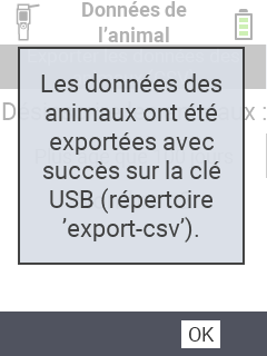VitalControl : message de succès de l’exportation des données