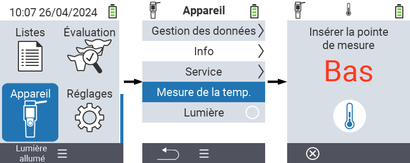 VitalControl : Menu Appareil Mesure de température
