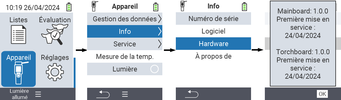 VitalControl : Menu Infos Appareil