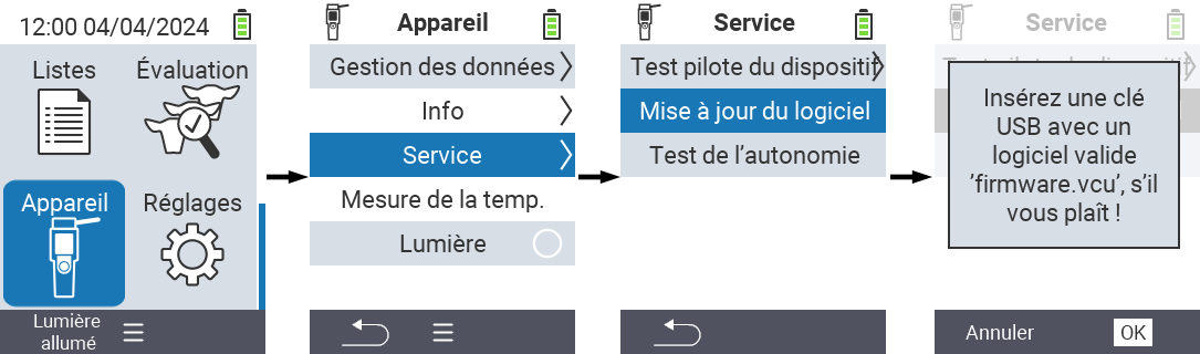 VitalControl: chemin du menu mise à jour du micrologiciel
