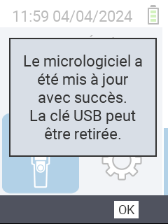 VitalControl: Message de succès de la mise à jour du micrologiciel