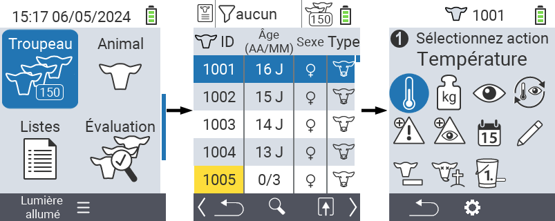 VitalControl : Menu Troupeau