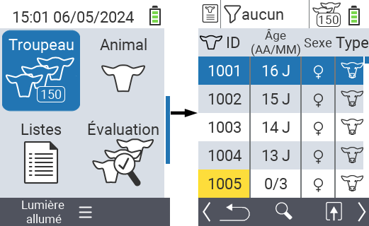 VitalControl: Menu Troupeau