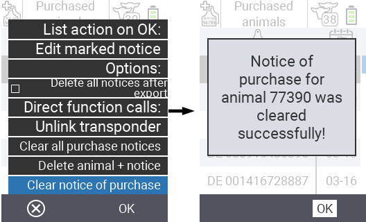 VitalControl : Liste des animaux achetés, effacer l’avis d’achat