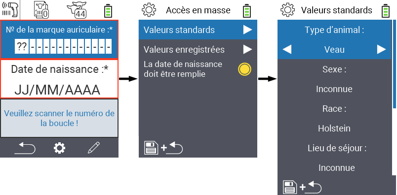VitalControl : Menu Nouvelles Valeurs par défaut