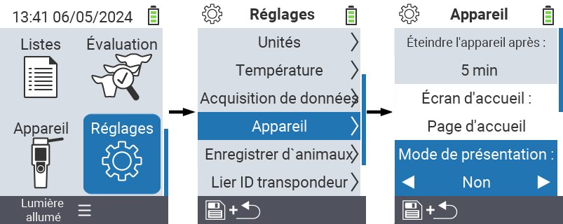 VitalControl : réglages du menu Mode démonstration
