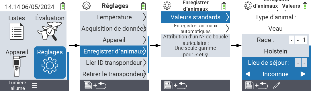 VitalControl : paramètres du menu lieu