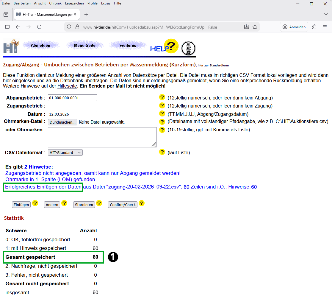 Erfolgsmeldung Abmeldung