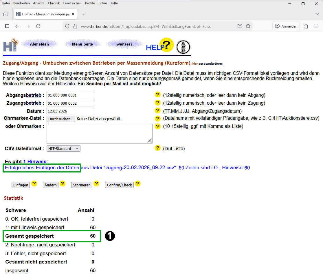 Erfolgsmeldung Ummeldung