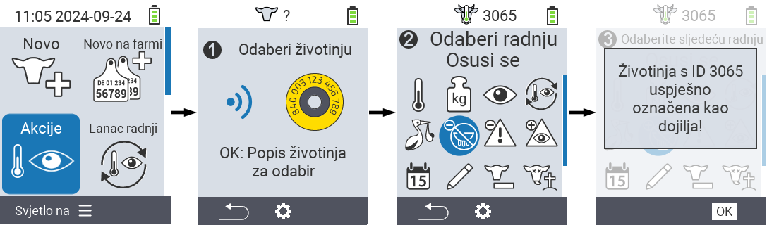 VitalControl: Menu Actions Mark as lactated