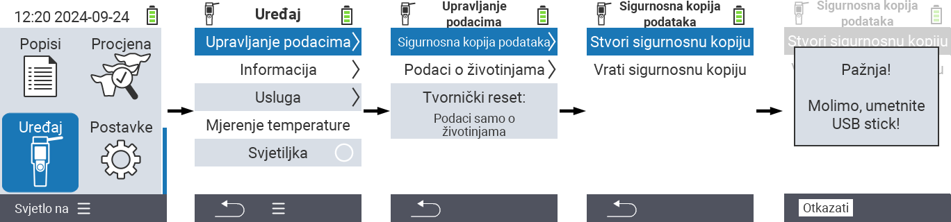 VitalControl: putanja izbornika sigurnosna kopija podataka
