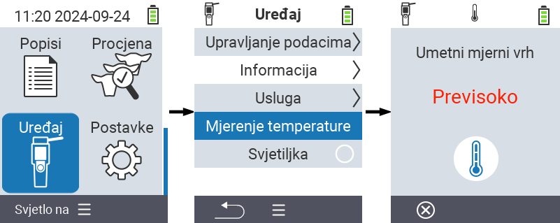 VitalControl: Izbornik uređaja Mjerenje temperature