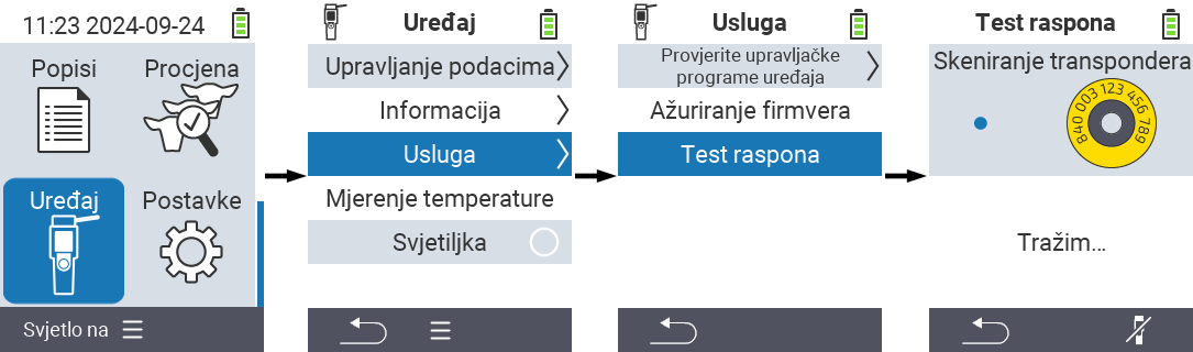 VitalControl: Putanja izbornika Test dometa RFID skenera