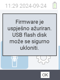VitalControl: Poruka o uspjehu ažuriranja firmvera