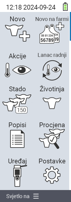 VitalControl Glavni izbornik