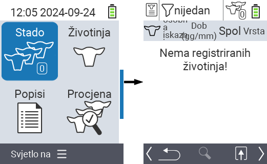 VitalControl: Glavna stavka izbornika ‘Herd’, nema registriranih životinja