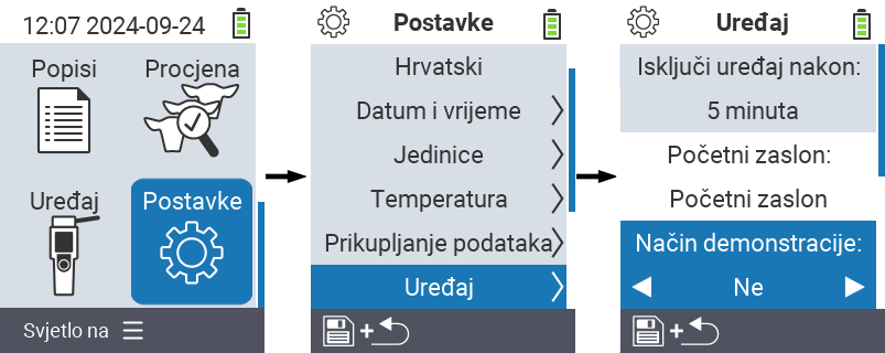 VitalControl: postavke izbornika Demonstracijski način rada