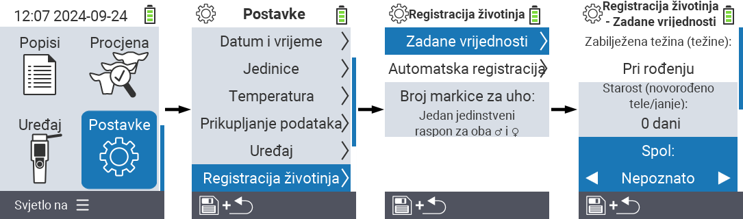 VitalControl: menu settings Set sex