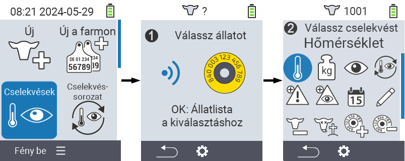 VitalControl: Menü Műveletek Előkészítő lépések
