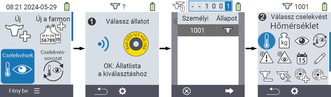 VitalControl: Menü Műveletek Előkészítő lépések