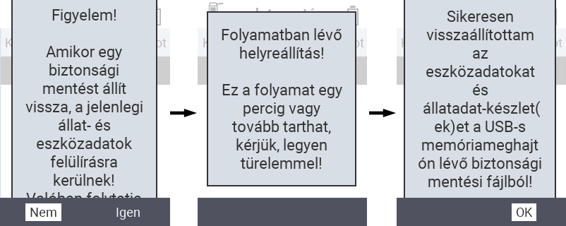 VitalControl: sikeres adatvisszaállítás üzenet