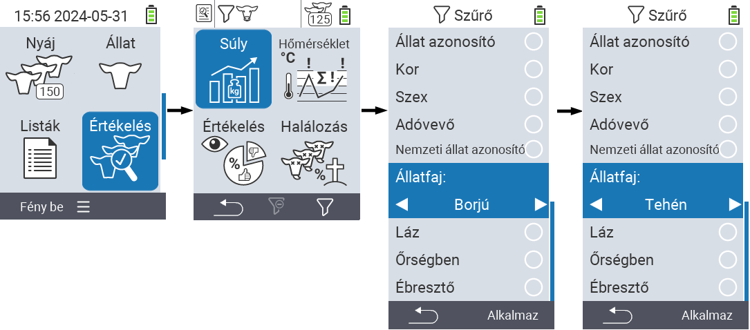 VitalControl: menu Evaluation Create filter