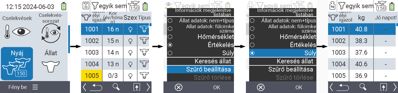VitalControl: Menü Állomány