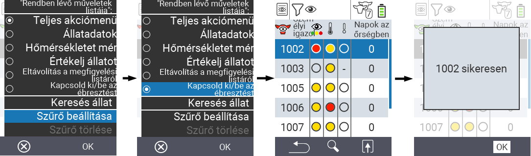 VitalControl Lists Riasztási állapot váltása