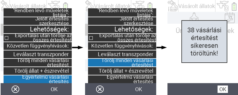 VitalControl: List of purchased animals, clear purchase notices