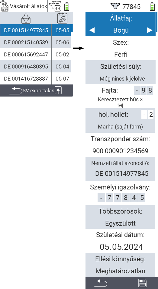 VitalControl: List of purchased animals, Edit animal data