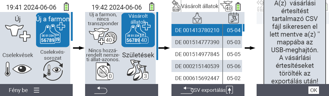 VitalControl: List of purchased animals, csv export