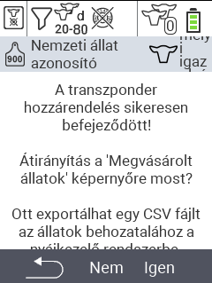 VitalControl: Menü Új a farmon, nincs transzponder