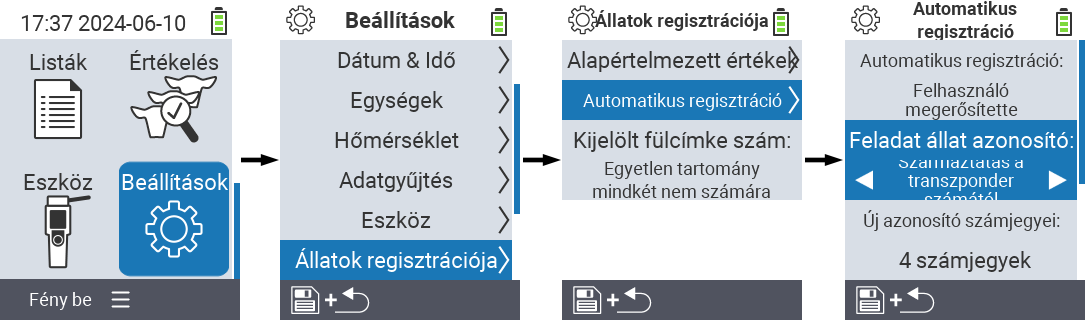 VitalControl: menü beállítások állat azonosító hozzárendelése