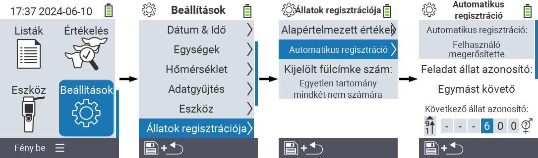 VitalControl: menü beállítások állat azonosító hozzárendelése