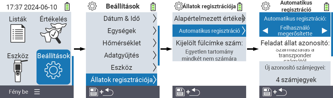 VitalControl: menü beállítások automatikus regisztráció