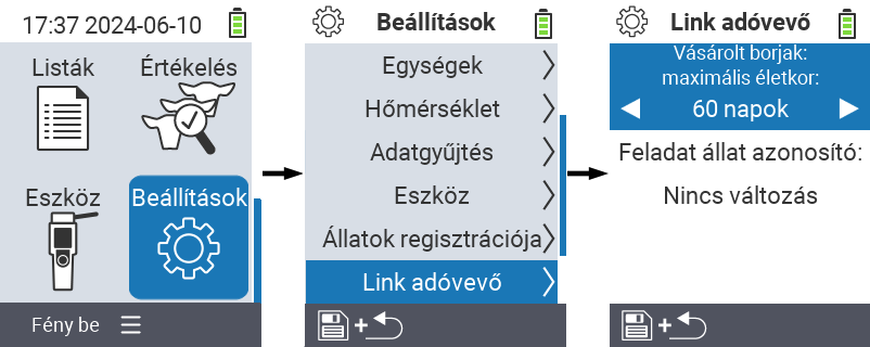 VitalControl: menu settings link transponder