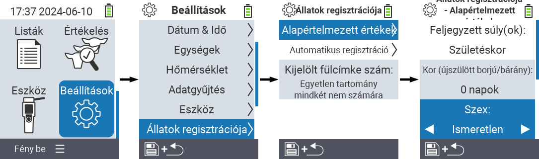 VitalControl: menü beállítások Nem beállítása