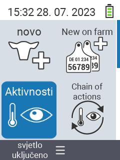 VitalControl: Main menu with Bosnian language selected