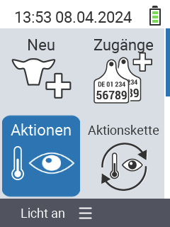 VitalControl: Main menu with German language selected