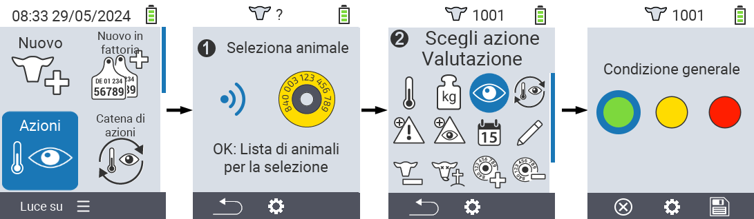 VitalControl: Menu Azioni Valutazione